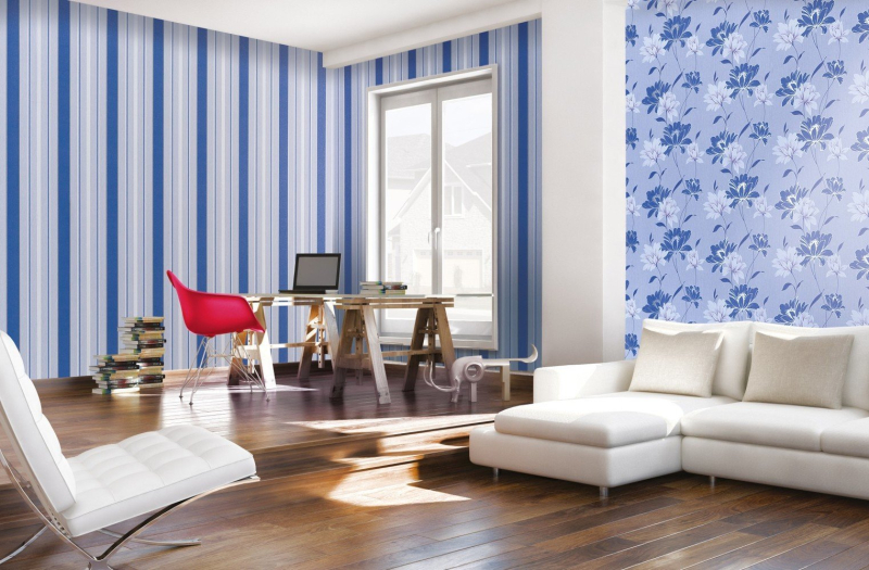 Полосатые обои в интерьере: виды и комбинирование полоски