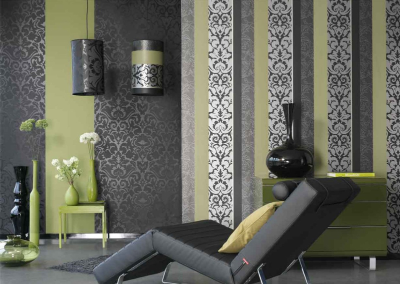 Полосатые обои в интерьере: виды и комбинирование полоски