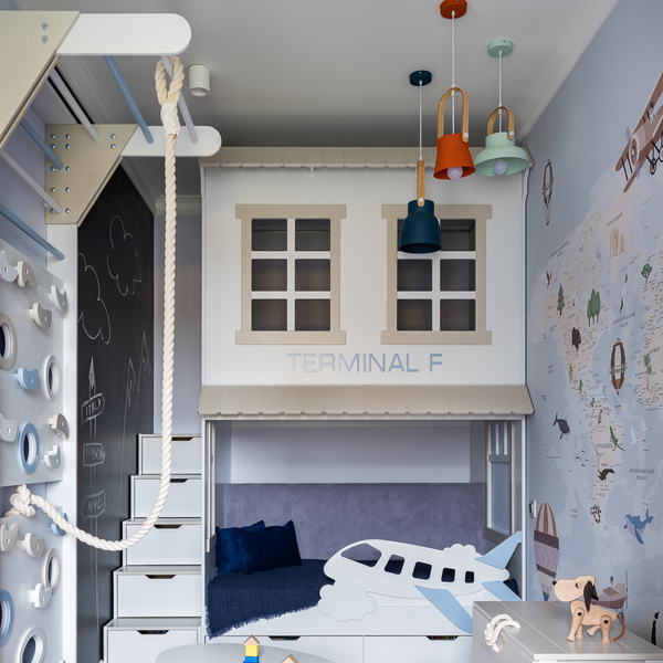 Голубой цвет в детской комнате: 40+ нескучных примеров