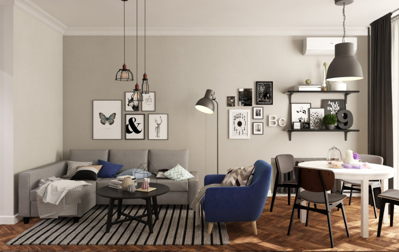 Гостиная в скандинавском стиле: 75 примеров дизайна